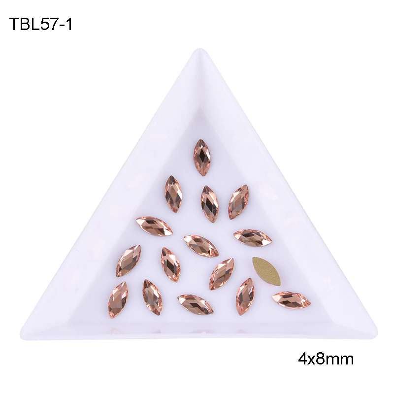 TBL57-1 10 шт. Marquise Shape 4x8 мм 3d-стразы для ногтей стеклянные бриллианты для ногтей dekor с плоским основанием, для ногтей Кристаллы подвески поставки TBL57 - Цвет: TBL57-1