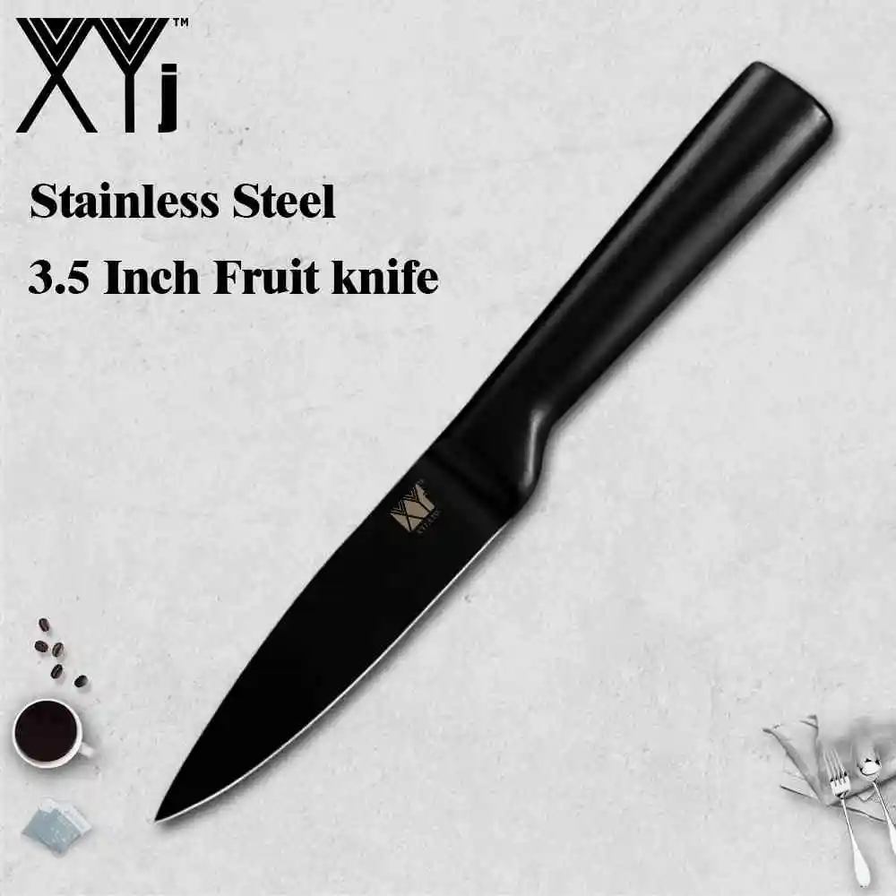 K.3.5Fruit knife XYj набор кухонных ножей из нержавеющей стали, острые, все черные, легкие усилия, Не липкие, точилка для кухонных ножей, держатель Knfie - Цвет: K.3.5Fruit knife