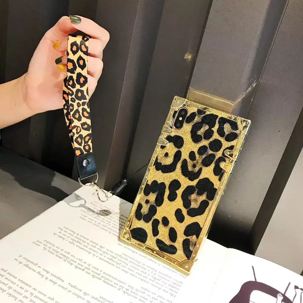 Квадратный мягкий чехол для iphone X xs max xr тушь для ресниц в леопардовой упаковке для iphone 6s 7 7 p 8/8 plus модные женские туфли в стиле ретро Чехол-сумка для мобильного телефона со стразами - Цвет: 1