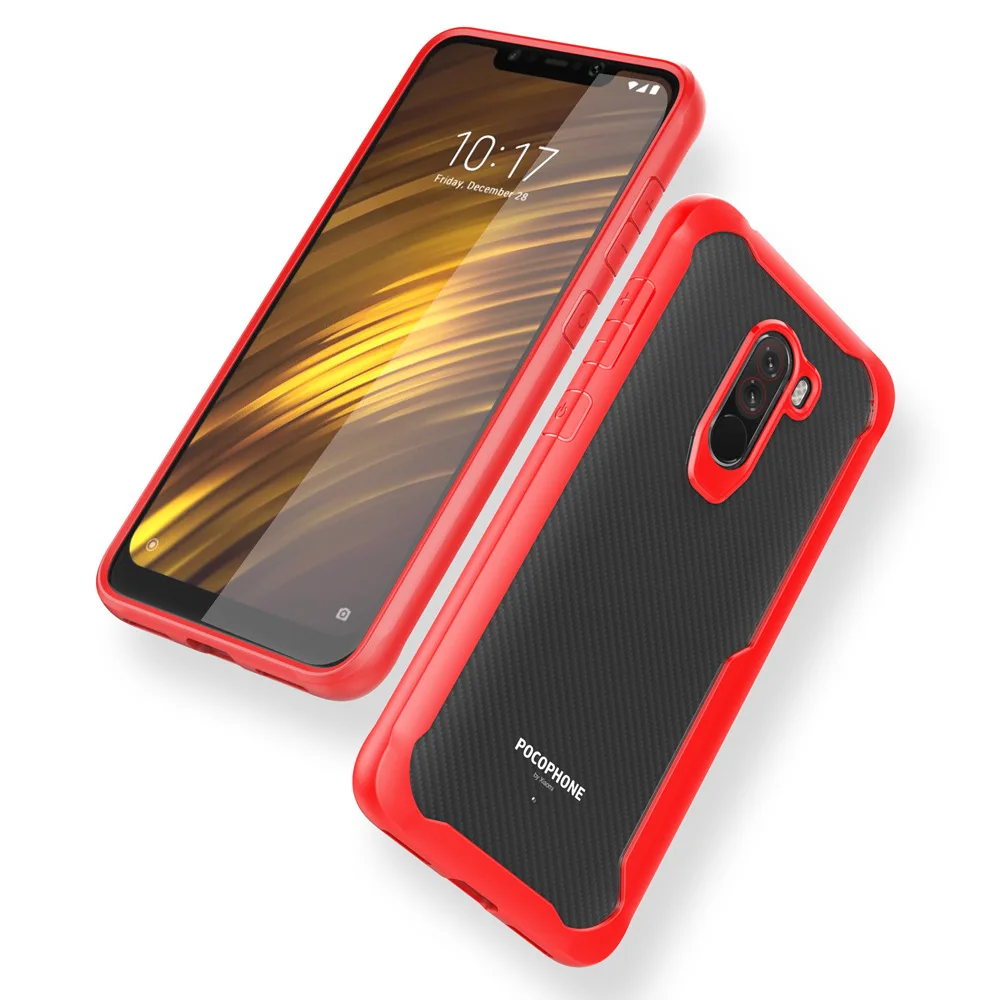 Для Xiaomi Pocophone F1 Мягкий ТПУ+ Жесткий PC чехол-накладка для Pocophone F1 силиконовый защитный чехол для POCO F1 прозрачный чехол