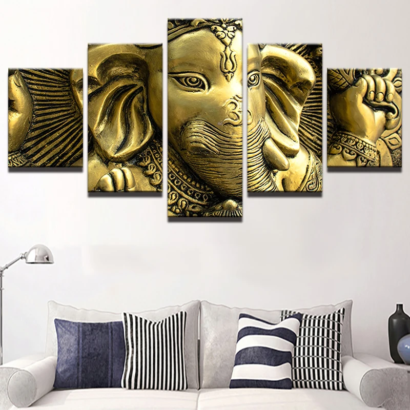 

JIE DO ART Home Decor Canvas HD 5 Pieces Canvas Paintings India Head God print pictures home decor