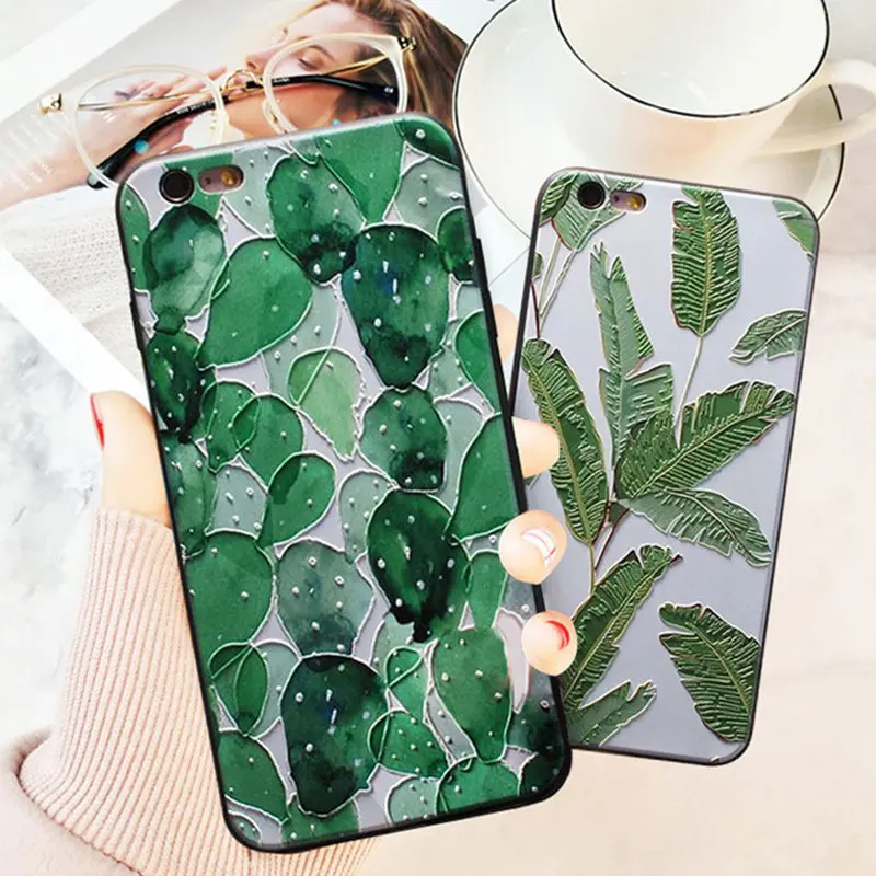 3D рельефный чехол s с зелеными листьями для Xiaomi 8 SE A1 TPU силиконовый мягкий Redmi 5A 4A 4X