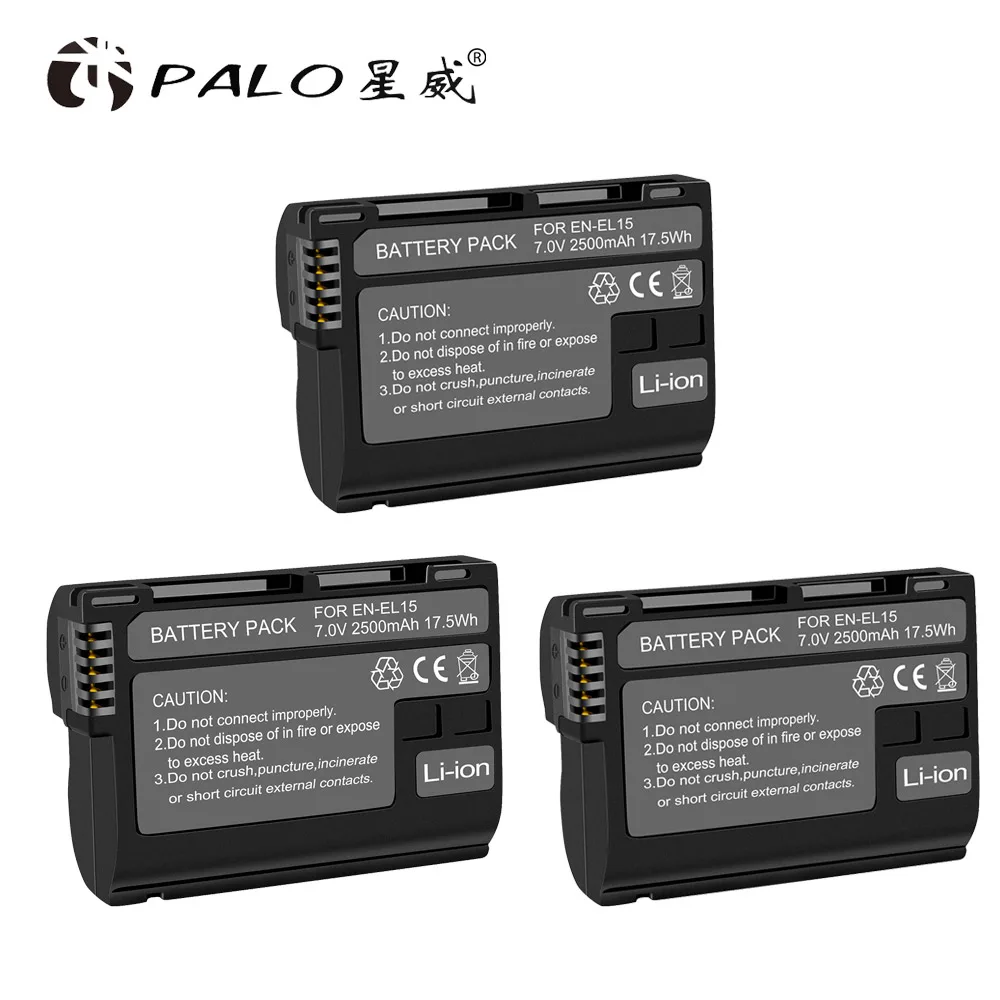 PALO 1 шт. EN-EL15 RU EL15 EL15 Камера Батарея для Nikon D600 D610 D800 D800E D810 D7000 D7100 D7200 V1 Батарея - Цвет: 3pcs batteries