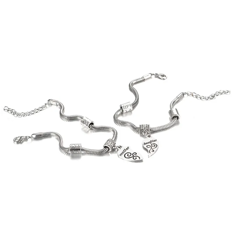 2 шт./компл. браслет с сердечками для матери и дочери разбитым соединением