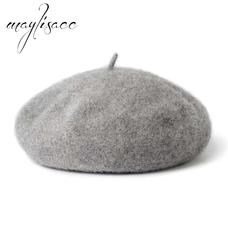 Grey Maylisacc шерсть одноцветное Цвета осень-зима теплый берет Кепки Лидер продаж для Для женщин модный подарок открытый Кепки 15 цветов - Цвет: Grey