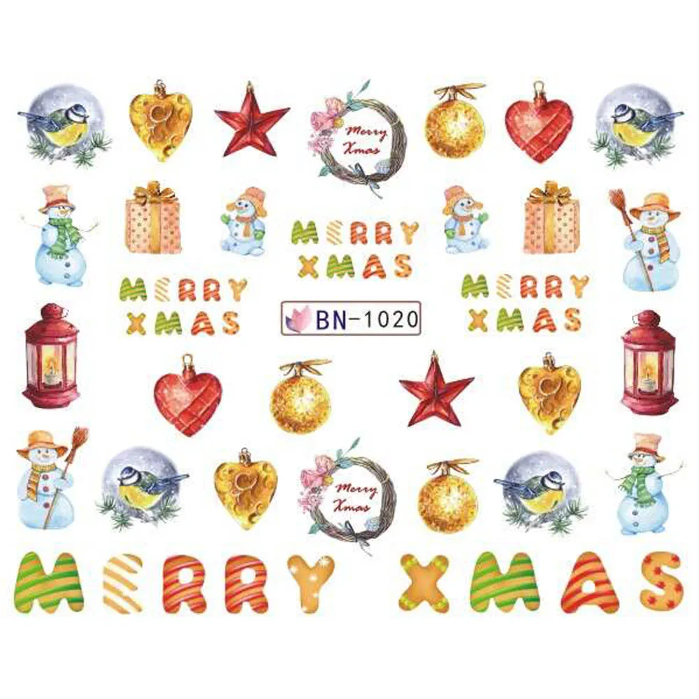 1 шт рождественские наклейки для ногтей Санта Клаус Водные Наклейки Обертывания