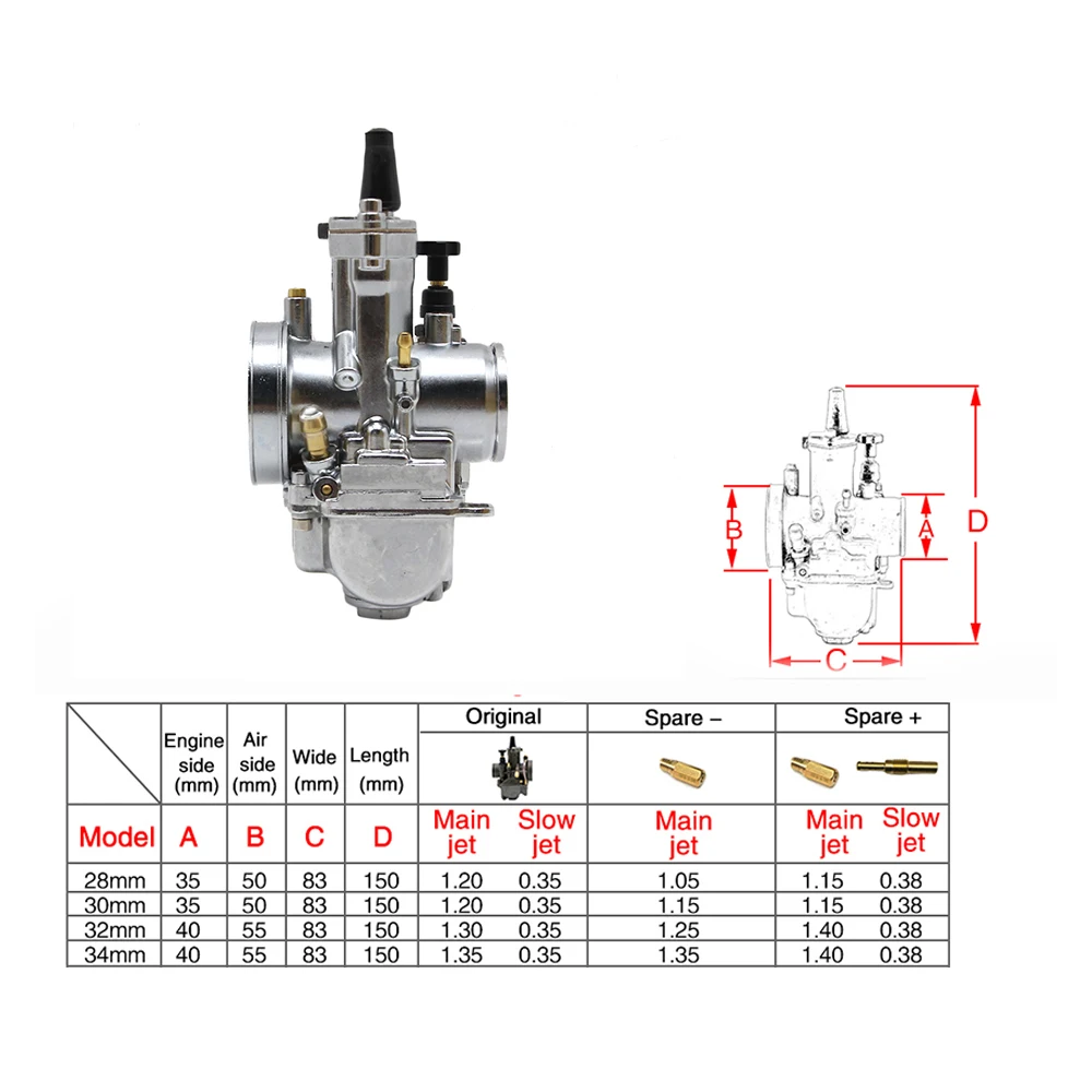 Универсальный карбюратор ZSDTRP для мотоцикла 28 30 32 34 мм PWK Mikuni Model 100 300cc скутера