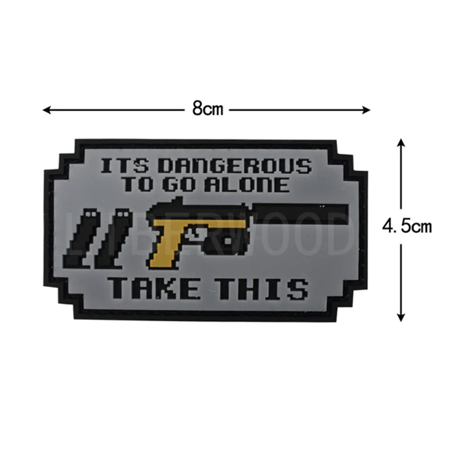 Pistol Ретро видео игра Dangerous Go Alone Take оружие пистолет ракетная винтовка Калашников AK47 Боевой Дух Тактическая спецназ нашивка, значок, аппликация - Цвет: Pistol