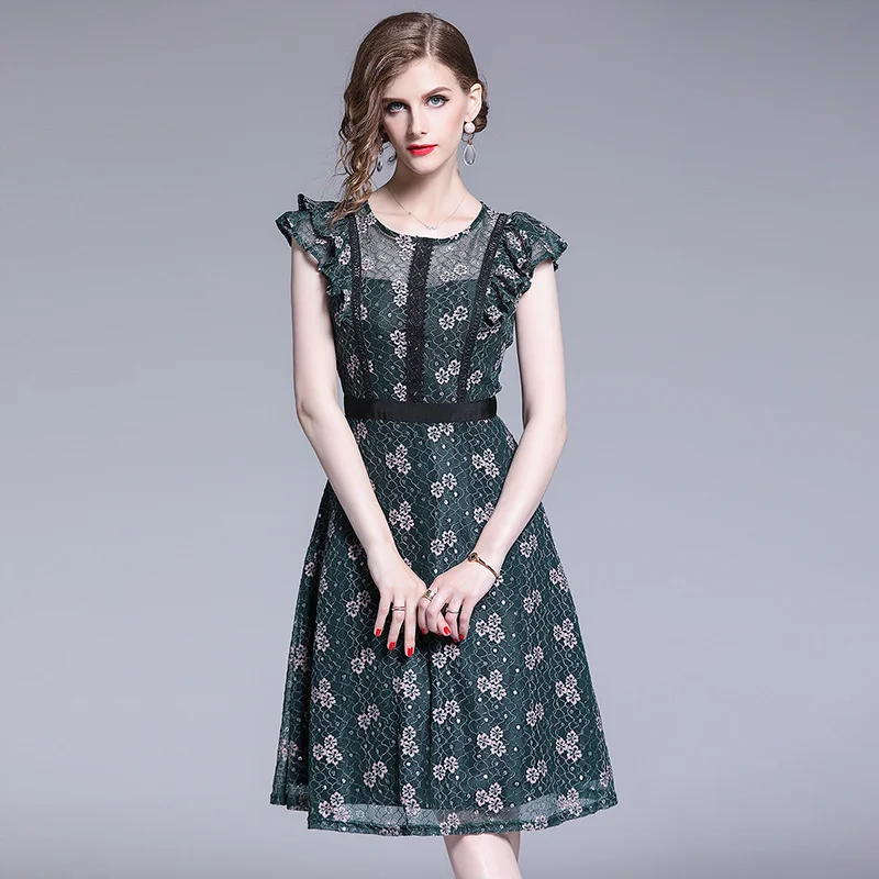 Женское кружевное платье длинное облегающее с высокой талией | Женская одежда