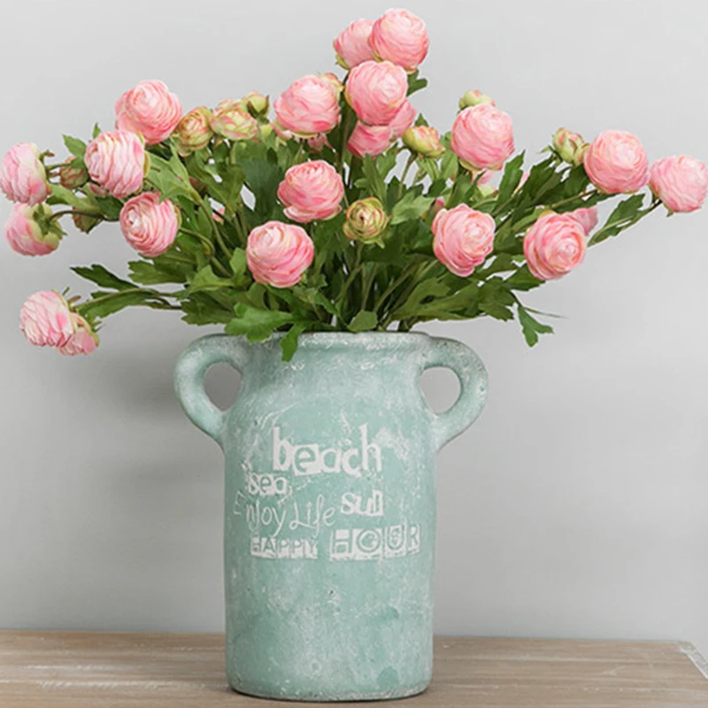 3 головки маленький Лотос Европейский искусственный Шелковый цветок букет