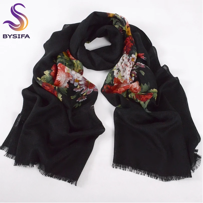 [BYSIFA] зимние женские оранжевые и синие шарфы из пашмины модный трендовый