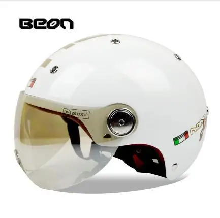 white New arrival brand Beon vintage helmet Scooter motos motorbike capacetes retro motorcycle half face helmets - Цвет: white