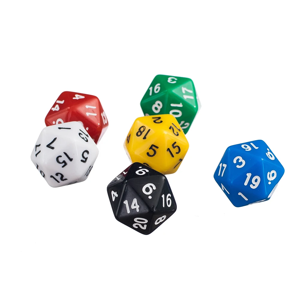 100% новый бренд и высокого качества 6 шт. D20 игры игральная кость двадцать кубика RPG