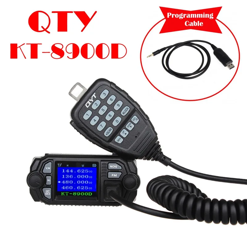 QYT KT-8900D приемопередатчик радиостанции четыре диапазона для RX 25 Вт Мощность с большим СВЕТОДИОДНЫЙ Дисплей Мобильная рация 8900D - Цвет: Add program cable
