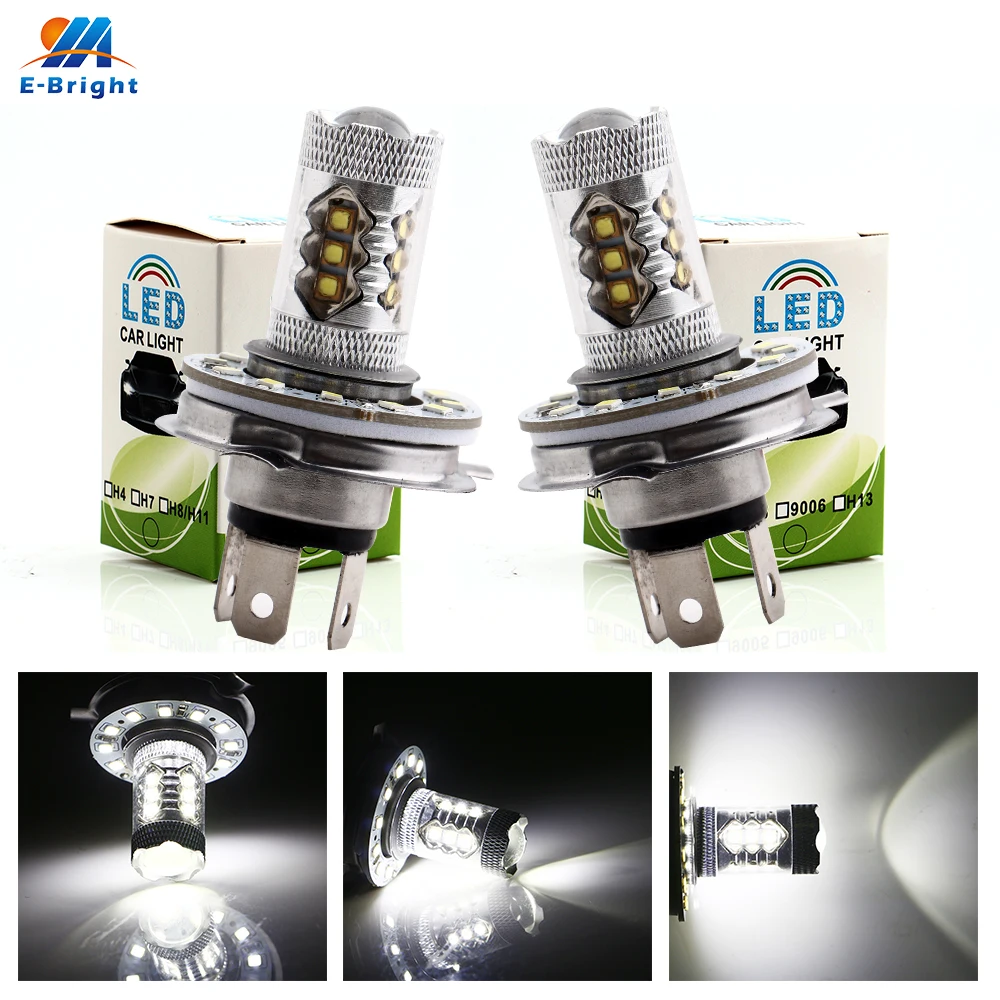 2 шт. DC12V 80 Вт Led H4 лампы 3535 16 SMD с 40 мм Ангел глаз 3528 12 светодиодов авто светильник