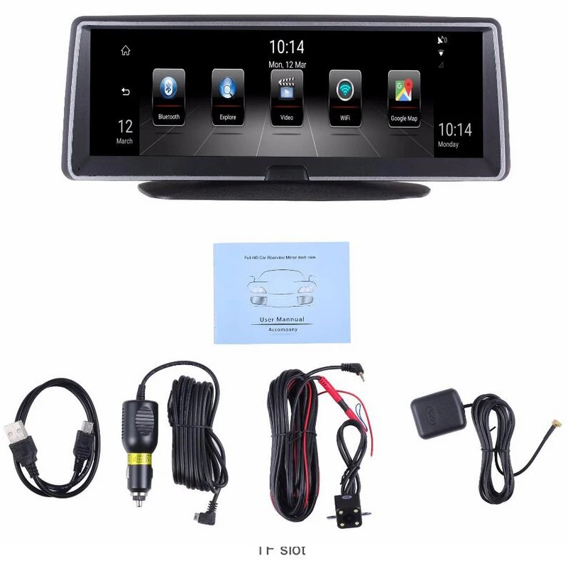 8" ADAS Car DVR 4G Android Center Control Panel GPS Navi FHD 1080P WIFI Video Registrar with RearView Camera Parking monitor