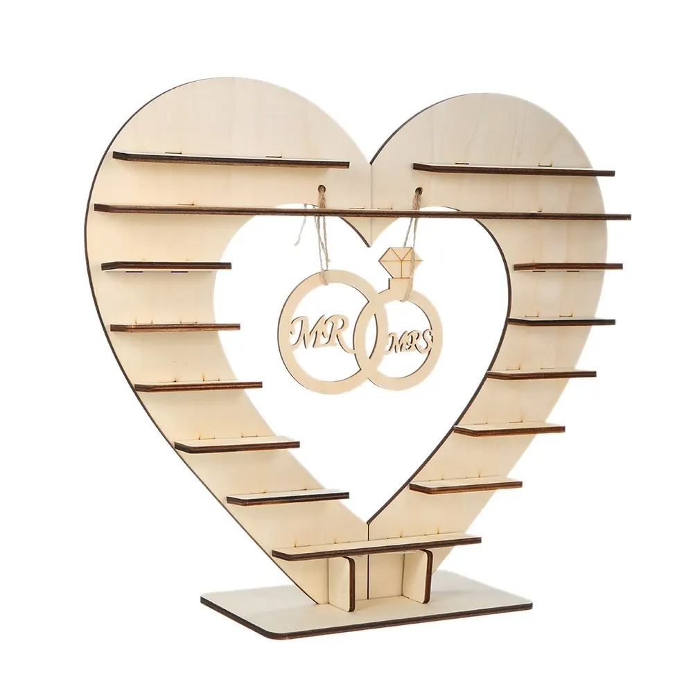 Украшение для свадебного стола деревянный знак Mr & Mrs Heart Свадебная подставка