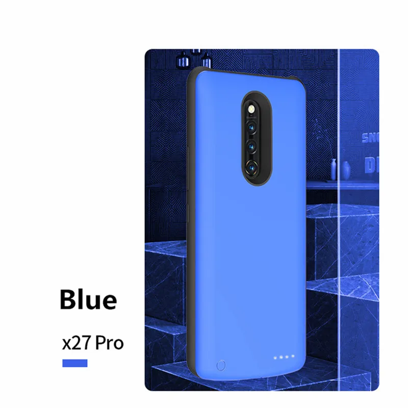 Чехол для зарядки аккумулятора s для VIVO X27 Pro, внешний аккумулятор, чехол для аккумулятора, 6500 мАч, портативное быстрое зарядное устройство, чехол для аккумулятора s - Цвет: Синий