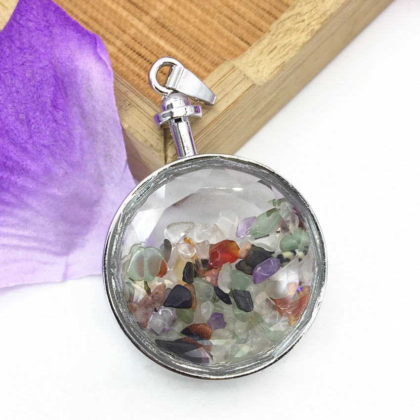 Оптовая цена Круглый Кулон-капля из натурального камня многоцветный кристалл