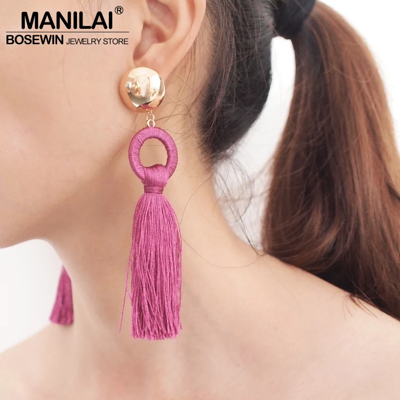 MANILAI богемные длинные серьги ручной работы с кисточками для женщин модные