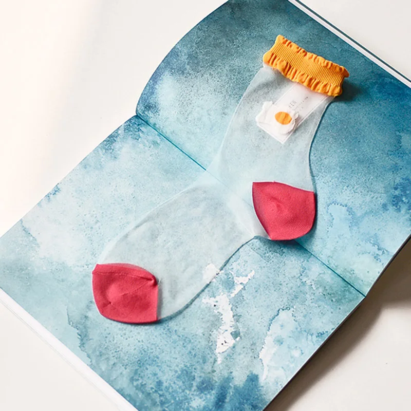 Женские носки в Корейском стиле модные повседневные Харадзюку с принтом из