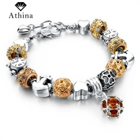 new crystal charms beaded bracelets for women adjustable snake chain bracelet girls gift jewelry sbr150318