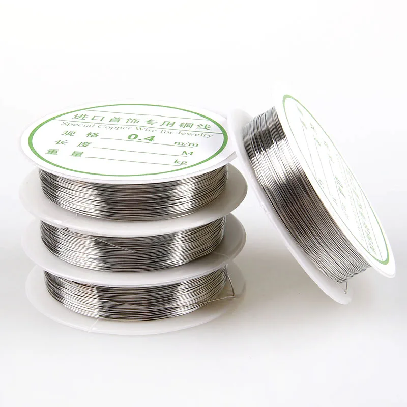 Silver 0.4mm 10M Мульти-размер, медная проволока, тянущаяся эластичная катушка, шнур, Хрустальная нить, нить для изготовления ювелирных изделий, бисероплетение, браслет, рыбалка - Цвет: Silver 0.4mm 10M