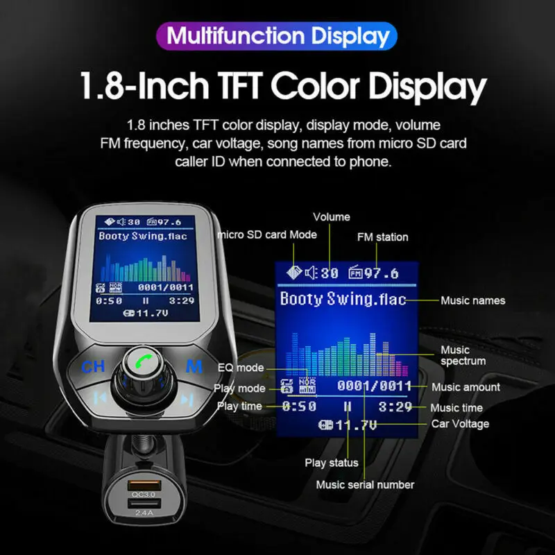 Bluetooth автомобильный fm-передатчик MP3-плеер Hands free радио адаптер Комплект USB