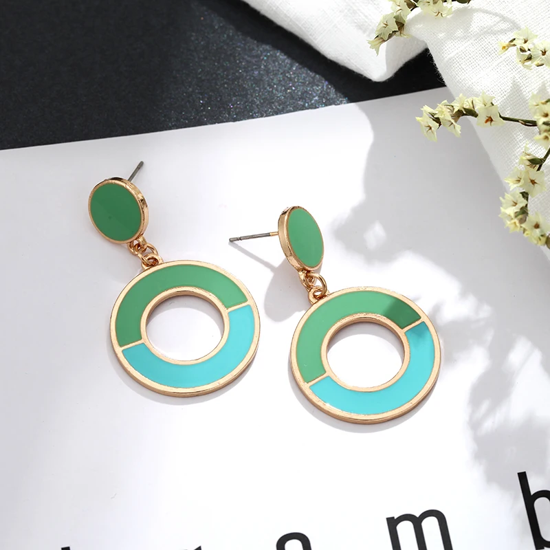 Женские круглые висячие серьги Oorbellen Aretes De Mujer розовые и желтые в Корейском стиле