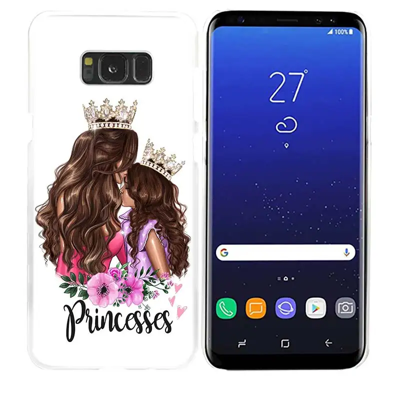 Чехол из поликарбоната для samsung Galaxy M20 M30 M40 M10 S10e S10 S9 S8 Plus S7 Note 8 9 Жесткий чехол для телефона Роскошные коричневые волосы для мамы и дочки - Цвет: 02
