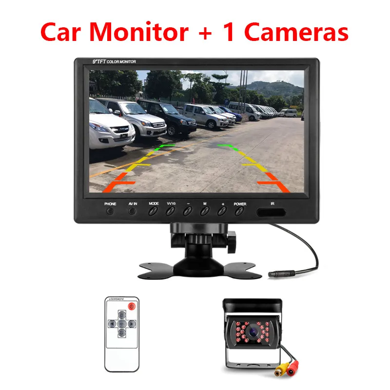 with ONE camera Jansite 9 дюймов проводной автомобильный монитор TFT автомобильный монитор заднего вида парковочная система заднего вида для резервного копирования камера заднего вида для сельскохозяйственной техники - Цвет: with ONE camera
