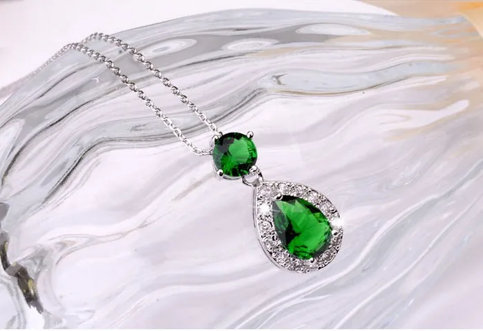 Ожерелья с кулоном из белого золота AAA + зеленого фианита|necklace jewelry|pendant necklacependant
