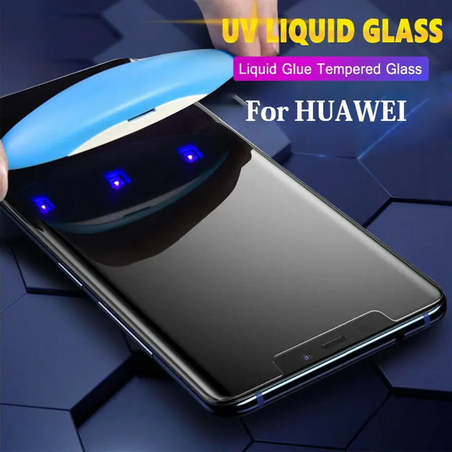 Изогнутое закаленное 3d стекло с полным УФ клеем для Huawei P30 Pro Защитная пленка