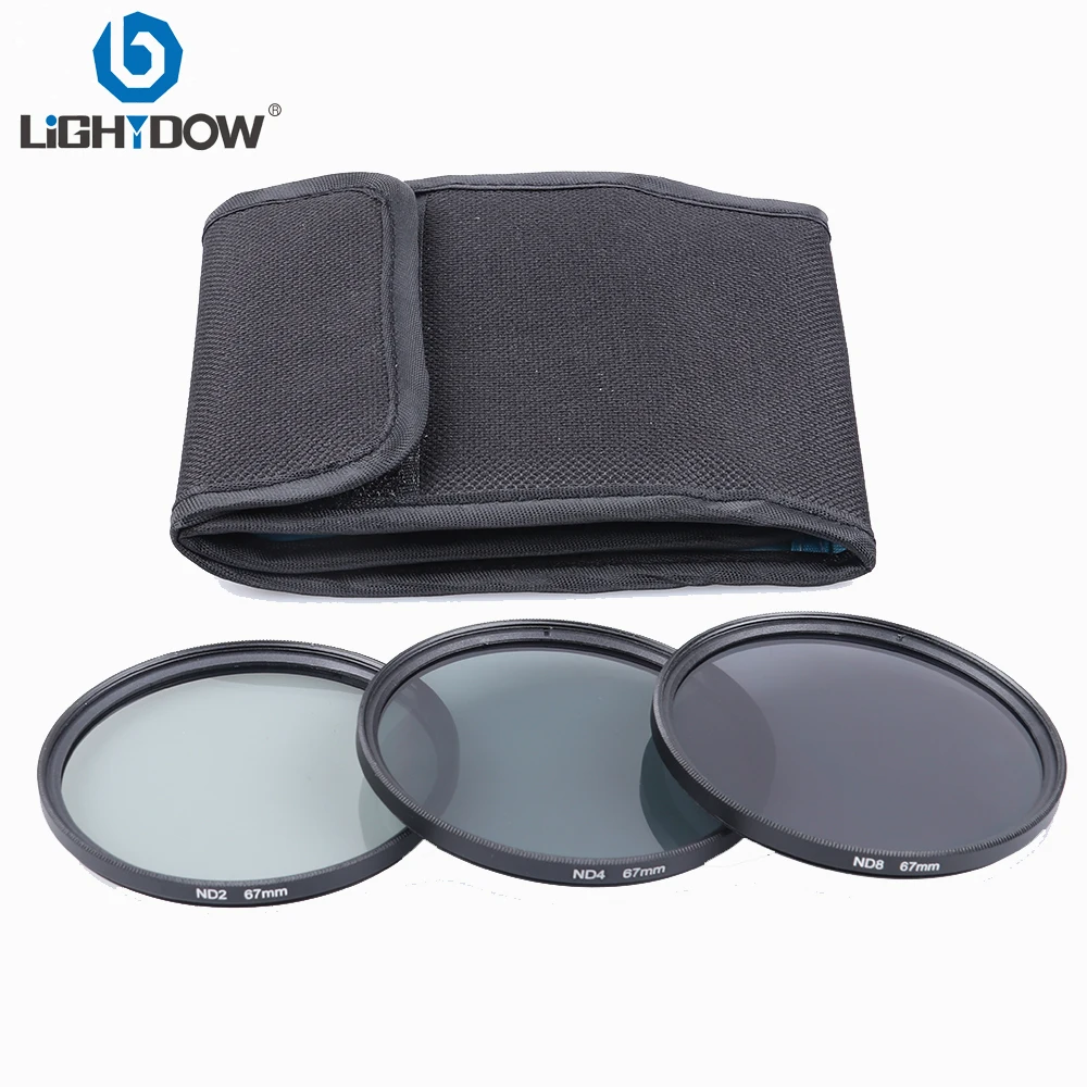 Набор фильтров Lightdow 3 в 1 серый ND2 ND4 ND8 49 мм 52 55 58 62 67 72 77 для камер Canon Nikon Sony