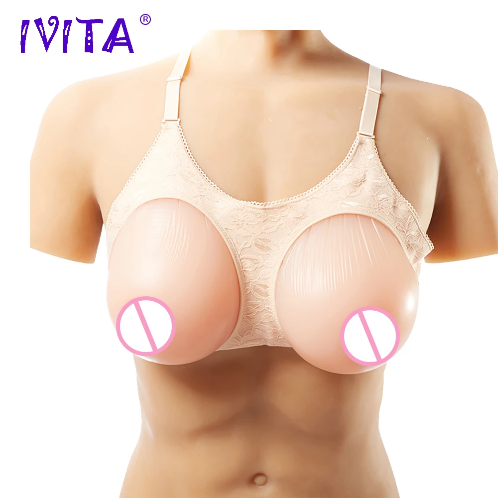 IVITA 1200 г КАПЛЕВИДНАЯ Реалистичная силиконовая форма груди с лямками для