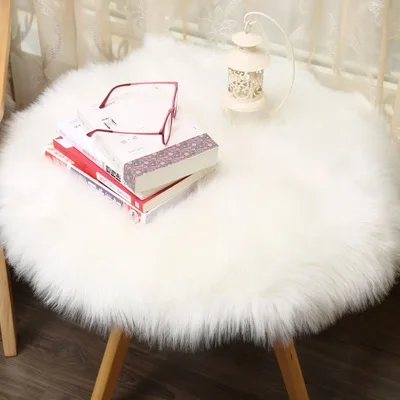 INS New Solid Color Imitation Wool Round Carpet Living Room Bedroom Blanket Window Cloth Floor Mat | Дом и сад