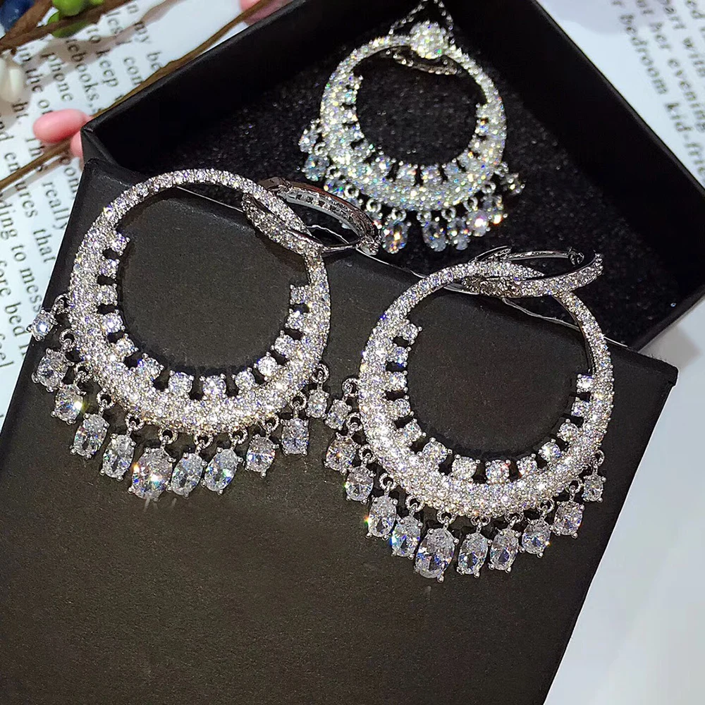 Женские Наборы украшений серьги из циркония в форме веера со стразами|jewelry sets for