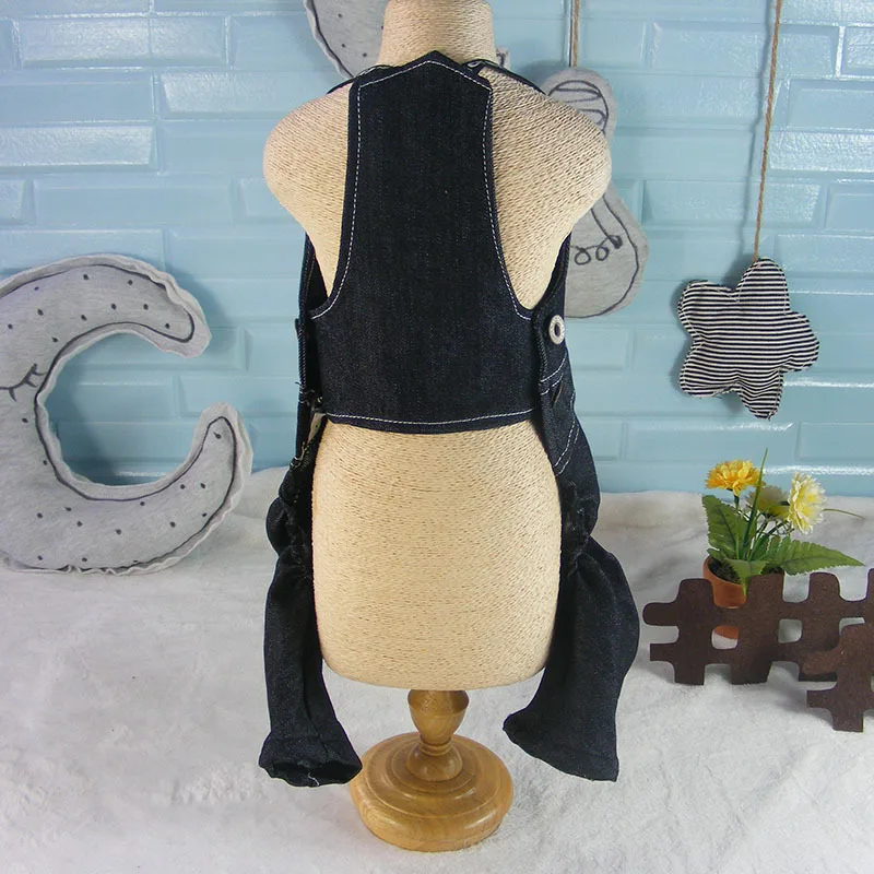 Джинсовые однотонные комбинезоны для домашних животных собак щенков джинсовая