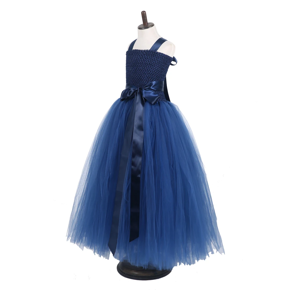 Lace Tulle Flower Girl Evening Dress Ball Gown Children Kids Elegant Pink Navy Blue Tutu Princess Wedding Party Vestidos | Детская