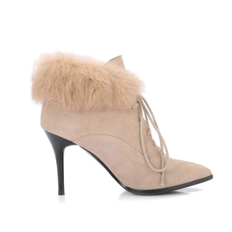 2017 autumn winter ankle boots Short ultra 11.5cm thin high heels sexy lady point toe fashion solid party shoes size 34-42 | Обувь