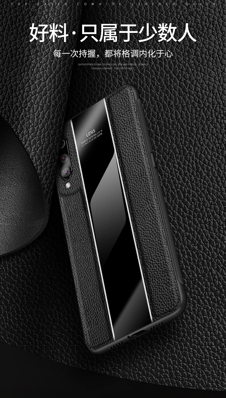 Роскошный чехол из натуральной кожи для Xiaomi mi 9, стеклянная задняя крышка для Xiao mi 9se mi 9, мягкий ТПУ бампер для Xiao mi 9