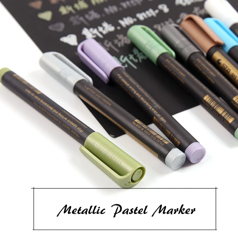 10 цветов металлические цветные фломастеры Перманентная краска на водной основе