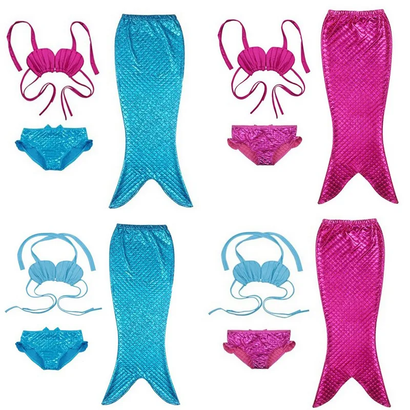

Kids Swimmable Mermaid Tails Swimming Costumes Dress Cosplay Costume for Girl Fancy Dress Swimsuit Swimming Suit 3pcs 110-150