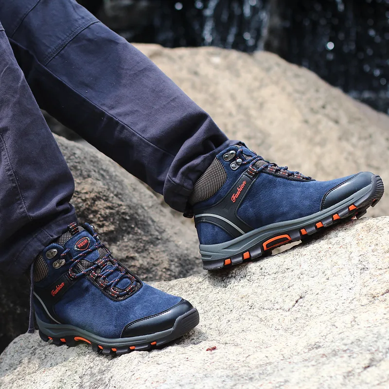 Мужские ботинки зимние из натуральной кожи Мужская плюшевая теплая зимняя обувь