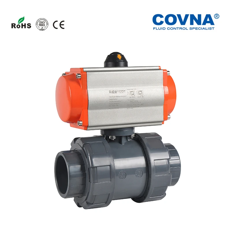 Пневматический шаровой кран DN100 из ПВХ двойное соединение двухсторонний