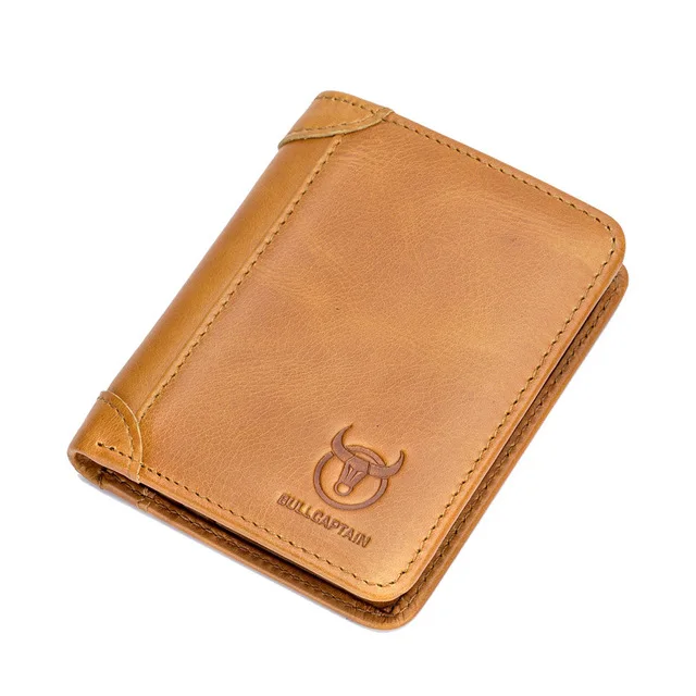 yellow brown Мужские кошельки из коровьей кожи с карманом для монет, Винтажный Мужской кошелек, функция, мужской кошелек из натуральной кожи с держателями для карт - Цвет: yellow brown