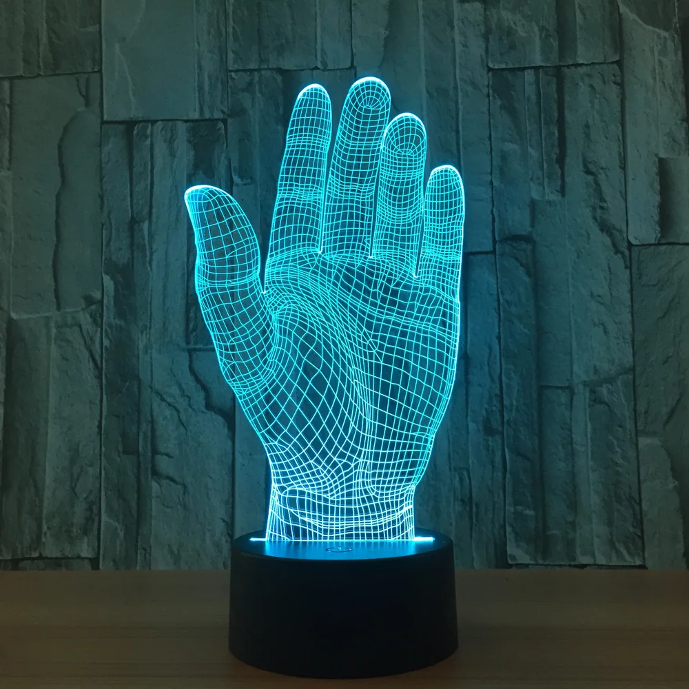 Ладонь 7 цветов лампа 3d визуальные Светодиодные ночные светильники для детей