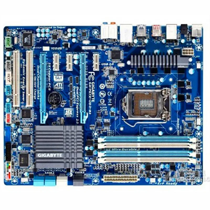 Для Gigabyte GA-P67X-UD3-B3 оригинальная б/у рабочего стола материнской платы P67X-UD3-B3 P67 LGA 1155 i3 i5 i7 DDR3 32G SATA3 блок питания ATX