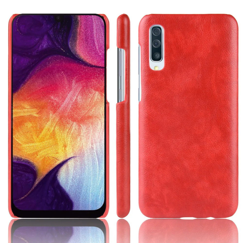 УГЛЕРОДНЫЙ чехол Litchi для Samsung A50 A60 A70 A90 A40 A30 A20 A20E A10 кожаный из искусственной кожи