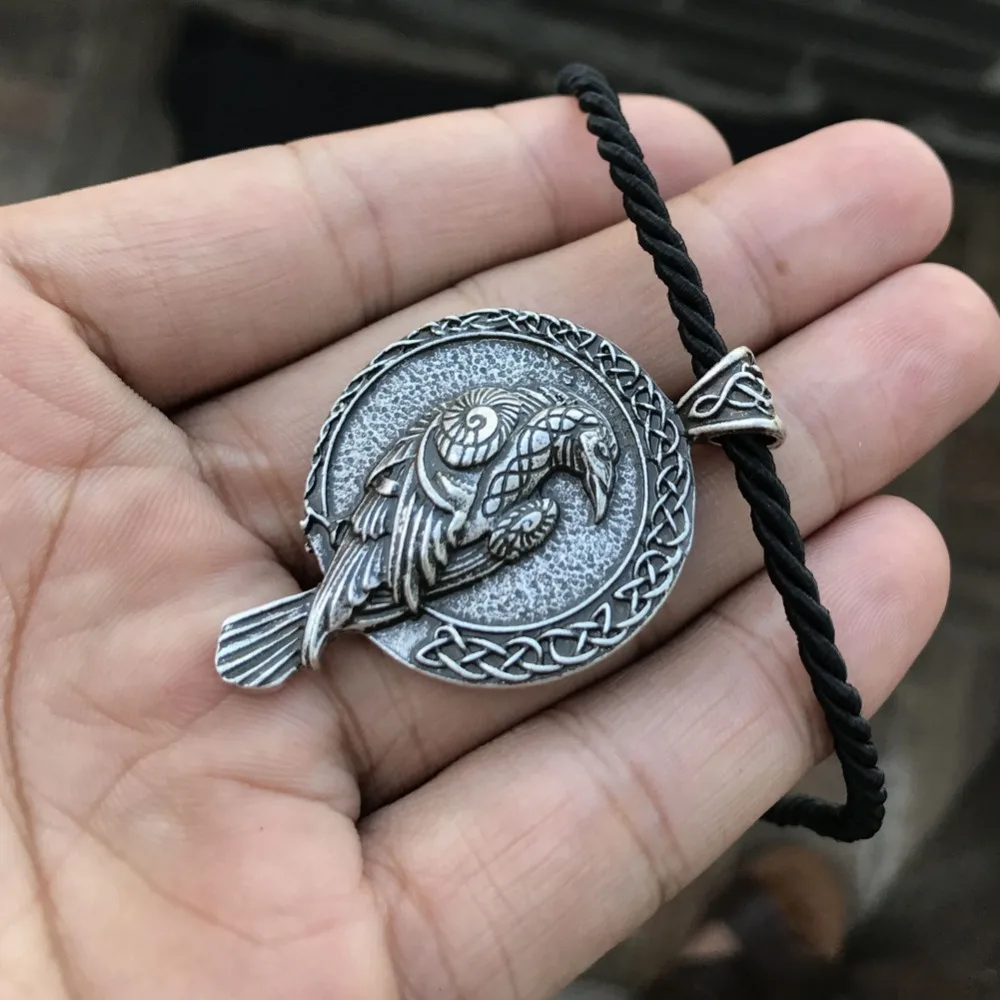 10 шт. Odin Скандинавская Руна талисман Викинг кулон с вороном черная птица Кельт